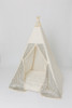 This all cream play tent is made from 100% premium cotton (OEKO-TEX certified) with a silver sequin doors and cream Pom Pom trim to finish it off.