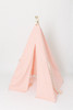 This pink play tent is made from 100% premium pima cotton (OEKO-TEX certified). The play tent comes with floral tie back doors that form a beautiful bow.
