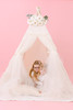 This all cream play tent is made from 100% premium pima cotton (OEKO-TEX certified and tulle.