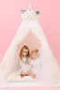 This all cream play tent is made from 100% premium pima cotton (OEKO-TEX certified and tulle.