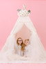 This all cream play tent is made from 100% premium pima cotton (OEKO-TEX certified and tulle.