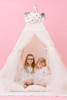 This all cream play tent is made from 100% premium pima cotton (OEKO-TEX certified and tulle.