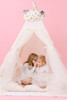 This all cream play tent is made from 100% premium pima cotton (OEKO-TEX certified and tulle.
