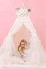 This all cream play tent is made from 100% premium pima cotton (OEKO-TEX certified and tulle.
