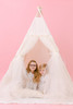 This all cream play tent is made from 100% premium pima cotton (OEKO-TEX certified and tulle.