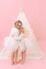 This all cream play tent is made from 100% premium pima cotton (OEKO-TEX certified and tulle.