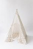 This tent is made of 100% premium cotton fabric. The front doors have four layers of gorgeous thick ruffles.