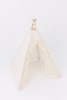 This tent is all cream is made of 100% pima cotton fabric. The doors have lace with cream pom pom trim.
