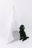 This tent is all white and it is made of 100% pima cotton fabric. The top triangle of the tent has a stunning embroidered white lace.