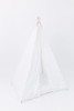 This tent is all white and it is made of 100% pima cotton fabric. The top triangle of the tent has a stunning embroidered white lace.