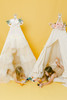 This play tent has a cream base made from 100% premium pima cotton (OEKO-TEX certified) with ivory/cream tulle colored layered doors.