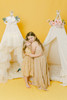 This play tent has a cream base made from 100% premium pima cotton (OEKO-TEX certified) with ivory/cream tulle colored layered doors.