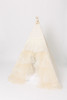 This play tent has a cream base made from 100% premium pima cotton (OEKO-TEX certified) with ivory/cream tulle colored layered doors.