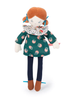 Mademoiselle Blanche is a very pretty little doll, strolling in the streets of Paris. She is dressed in a patterned green dress, polka dot frill and cotton leggings, and wearing two blue ribbons.