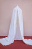 The White & Cream Tassel Canopy has beautiful vertical tassel trim on its doors and uses about 15 yards of unprinted white twill cotton.