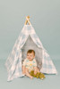 This tent is all blue gingham fabric pattern made of 100% 7 oz. cotton fabric.