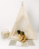 The Zak Play Tent is a earth-tone tent with a classic southern beauty look! This tent is made of a golden brown buffalo check (also known as gingham) and it is made from very soft and smooth 100% pima cotton fabric.