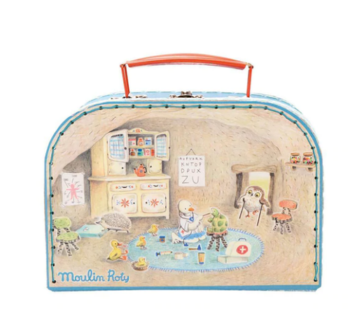 Beautifully designed wooden Doctor Tools are all packed into a wonderfully illustrated Doctor Valise.