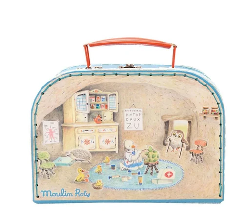 Beautifully designed wooden Doctor Tools are all packed into a wonderfully illustrated Doctor Valise.