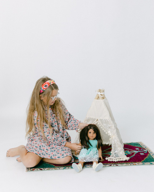 This doll size tent is perfect for any 18" doll! Comes fully assembled on 24" poles!