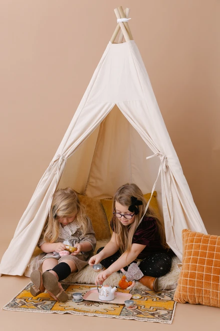This all natural play tent is made from 7 oz. solid cotton duck fabric.