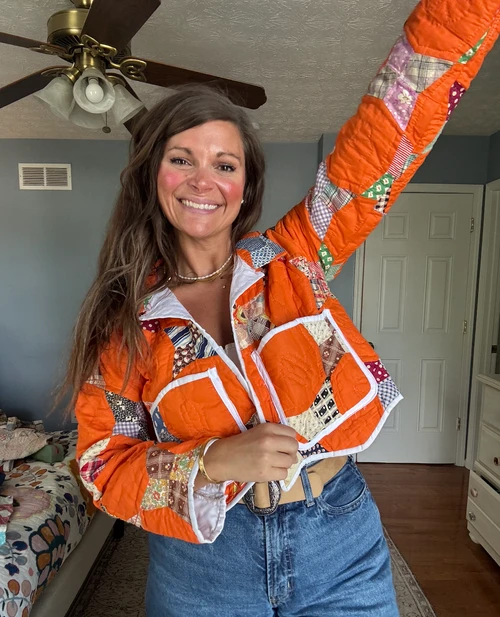 The Orange Diamond Quilt Coat