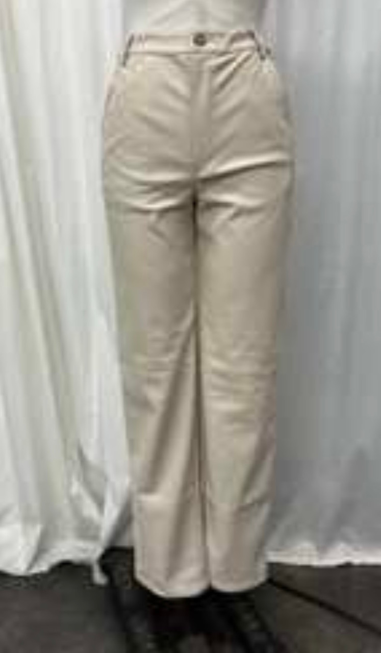 Off White Pants - Trouser Pants - Vegan Leather Pants - Lulus