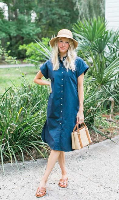 Blake Long Utility Dress Navy Bleu