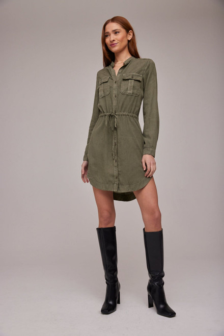 Flap Pocket Shirt Dress Herb Green Bella Dahl