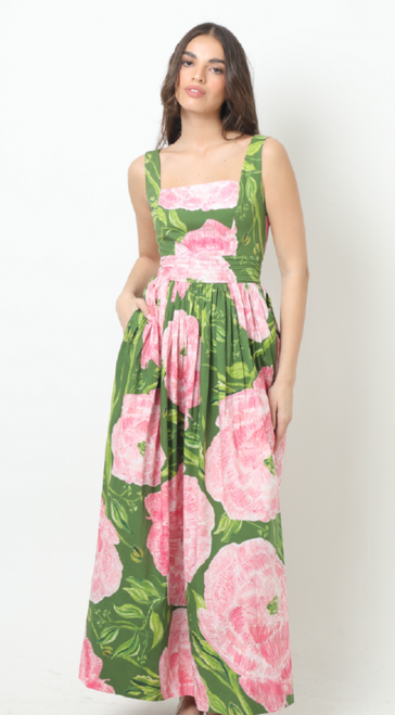 Gala Maxi Peonies Green Kleid 