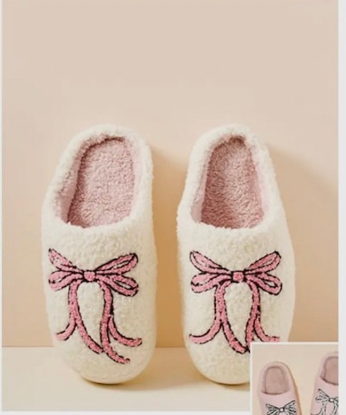 White Bow Slippers