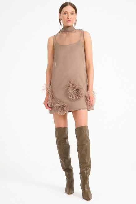 Albee Mini Dress Truffle - STAUD