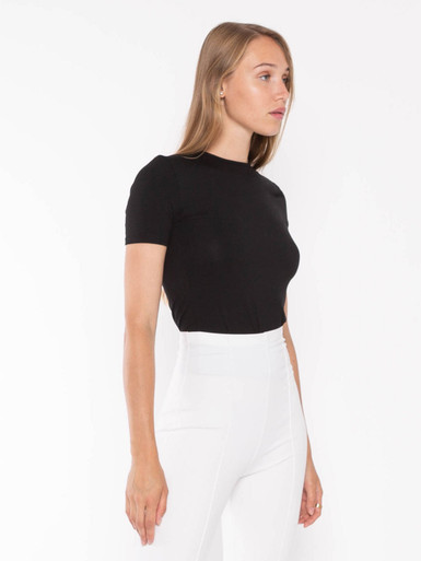 Black Contour Rib Longline T Shirt, Tops