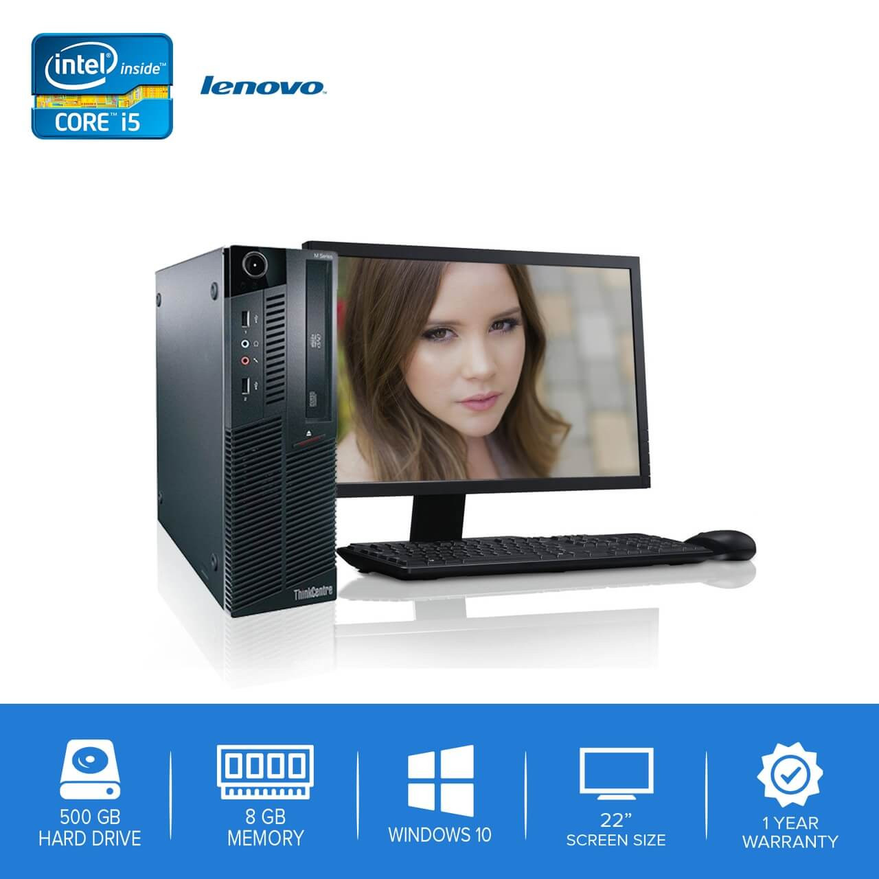 Lenovo ThinkCentre M90/M91 Core i5 Desktop 8GB 500GB 22” l