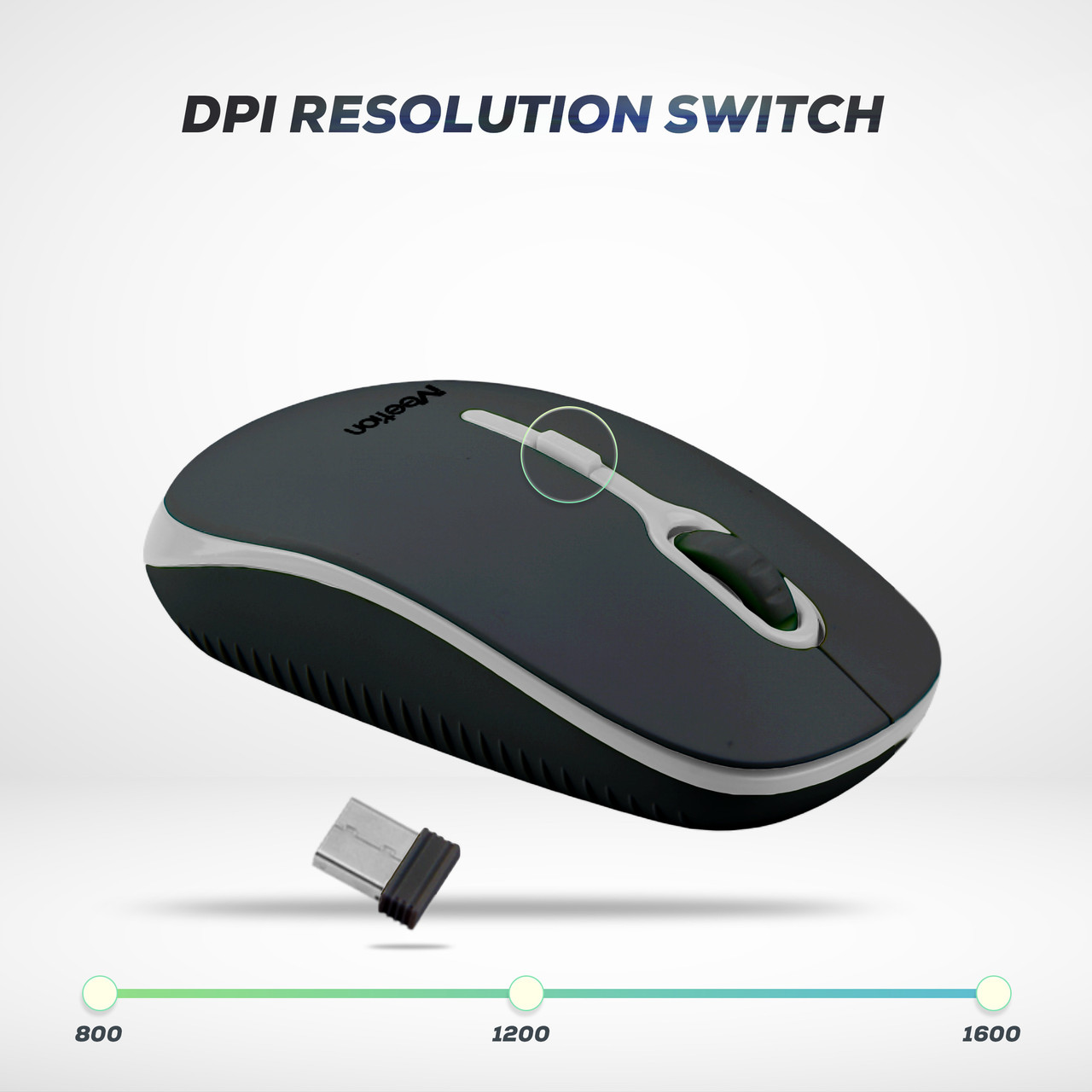 MEETiON 2.4G Wireless Optical Mouse, Soft Touch, Energy Saving, DPI  Resolution Switch MT-R547