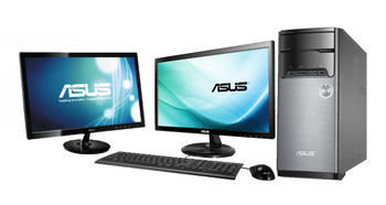 ASUS Full Dual Monitor Desktop Setup - Intel Up to Quad Core 4GB RAM 250GB Hard Drive Desktop - Dual 22” Monitors with Dual Monitor Stand ASUS Full Dual Monitor Desktop Setup - Intel Up to Quad Core 4GB RAM 250GB Hard Drive Desktop - Dual 22” Monitors with Dual Monitor Stand