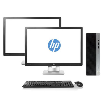 HP Dual Monitor 6th Gen Desktop Full Setup - Intel Core i5 16GB RAM 512 SSD Windows 10 - 24" HP Monitors