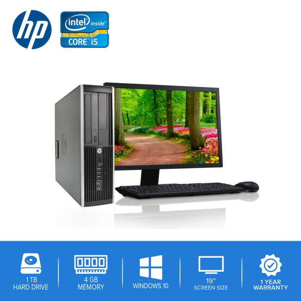 HP-Elite Desktop 8200 Computer PC – Intel Core i5 - 4GB Memory – 1TB Hard Drive - Windows 10 with 19” LCD