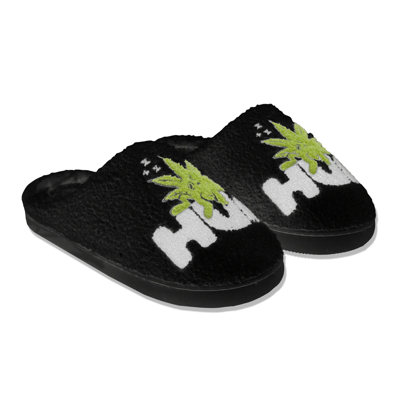 【逸品】 Slipper Fuzzy HUF - BUNKER - Black 靴