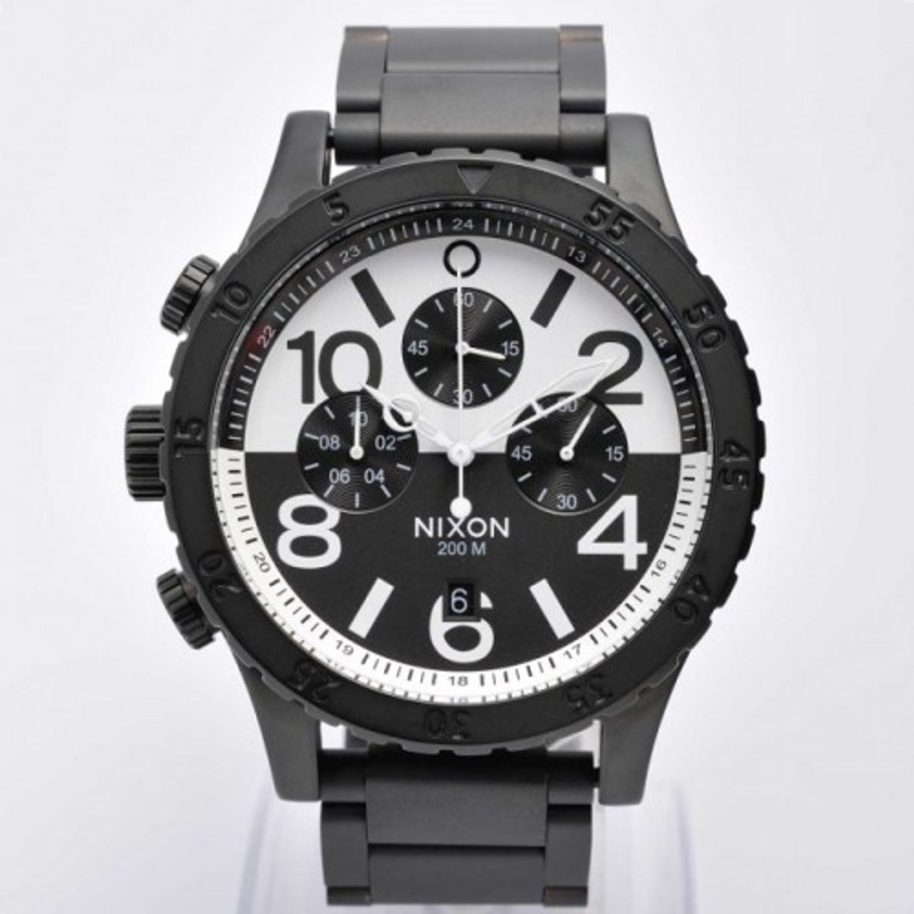 SALE!!!) Nixon 48-20 Chrono Watch- Black/White/Black - BUNKER