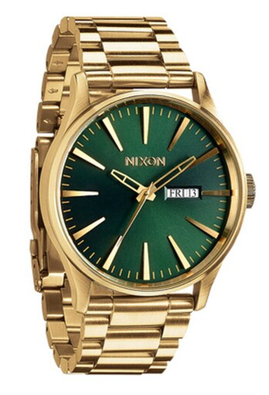 Nixon Sentry SS Watch - Gold/Green Sunray