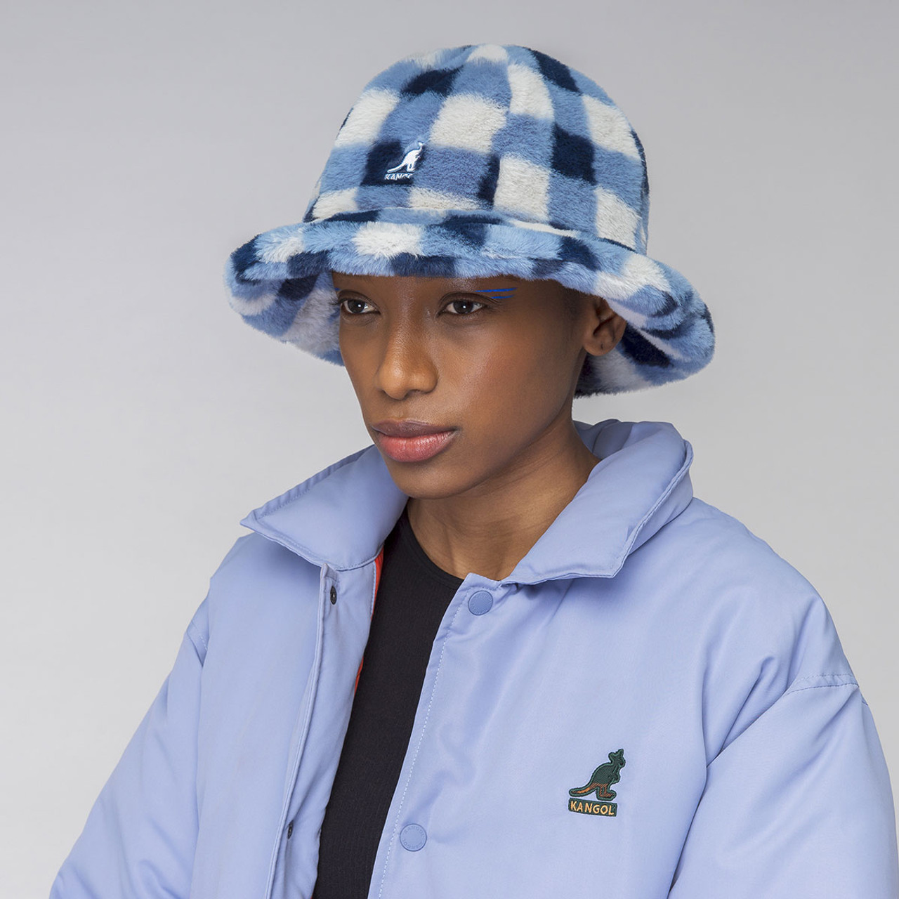 Kangol Faux Fur Casual - Blue Check