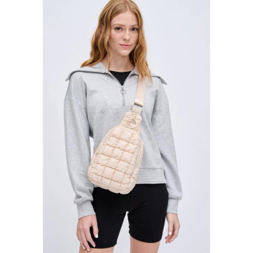Urban Expressions Bristol Quilted Nylon Sling Backpack - Cream