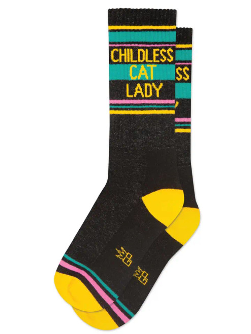 Childless Cat Lady Gym Crew Socks - Black