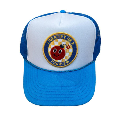 I Identify As A Problem Trucker Hat - Baby Blue