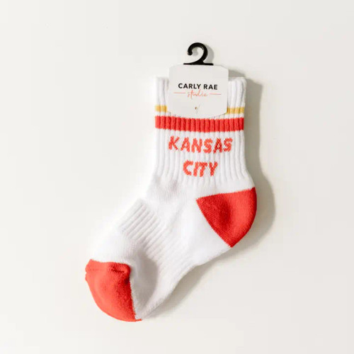 Carly Rae Design Studio Youth Kansas City Crew Socks - Red/Yellow
