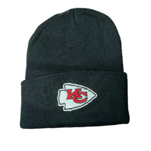 Officially Licensed Kansas City Chiefs Knit Cuff Beanie - Black