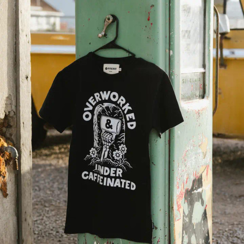 Over Worked Under Caffeinated SS Tee - Black
