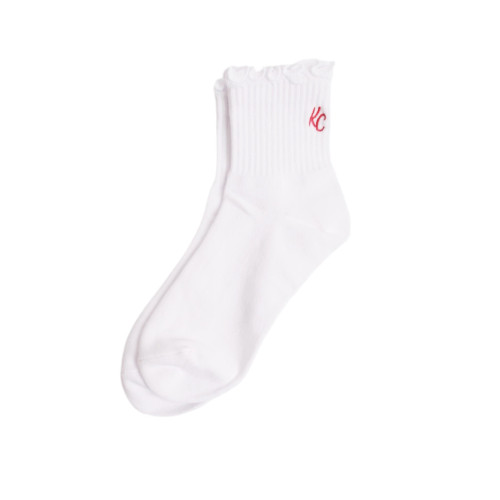 Carly Rae KC Ruffle Socks - White w/ Red