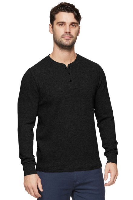 Flag and Anthem Chatsworth Men's Longsleeve Waffle Henley - Black Flag and Anthem Chatsworth Men's Longsleeve Waffle Henley - Black